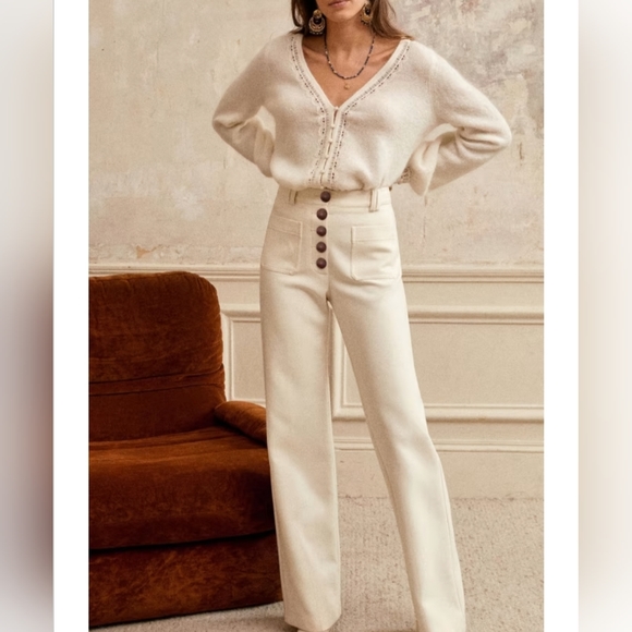 NWT Sézane Chuck Trouser Ecru - Picture 2 of 9